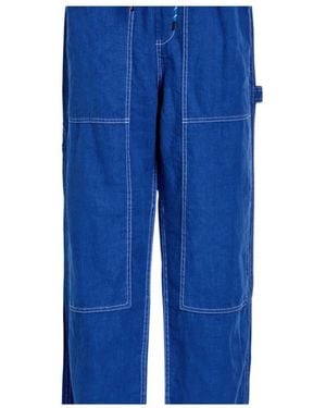 Rag & Bone Atlas Panelled Relaxed Straight-Leg Linen Trousers - Blue