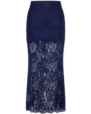Rabanne Lace-Panelled Jersey Midi Skirt - Blue
