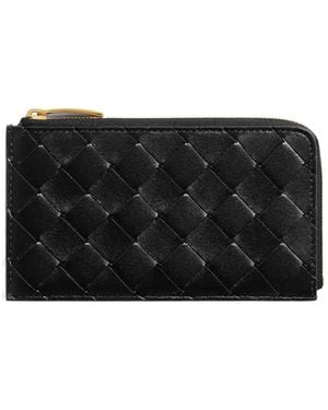 Bottega Veneta Intrecciato L-Zipped Card Case - Black