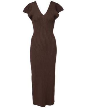 Altuzarra Trey Ruffled Ribbed-Knit Gown - Brown