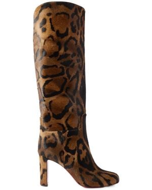 Christian Louboutin Leopard-Print Calf Hair Knee Boots - Brown