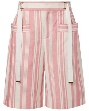 Chloé Striped Cotton Bermuda Shorts - Pink