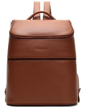 Longchamp Le Foulonné Grained-Leather Backpack - Brown