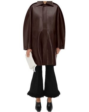Bottega Veneta Leather Cocoon Coat - Brown