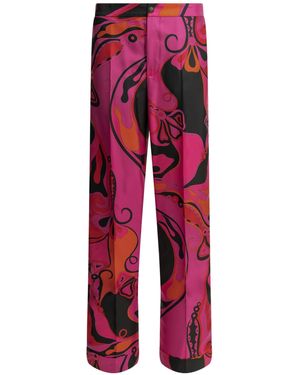PUCCI Pucci Orchidee Printed Palazzo Trousers - Red