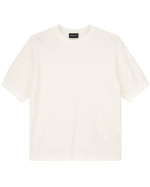 Emporio Armani Chevron Jacquard Knit Jumper - White