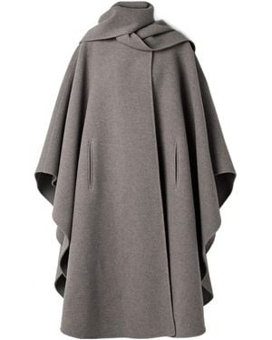 The Row Justino Scarf-Detailed Cape-Effect Wool Coat - Grey