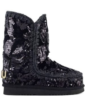 Mou Eskimo 24 Velvet Sequin Boots - Black