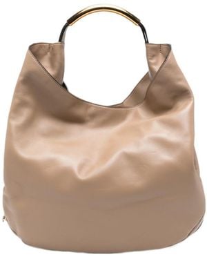 Moschino Handle Me Logo-Plaque Tote Bag - Natural