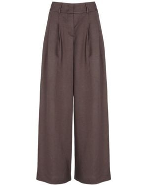 Peserico Pleated Wide-Leg Pants - Brown