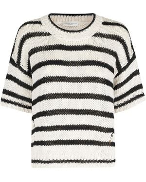 Roberto Collina Striped Knitted T-Shirt - Grey