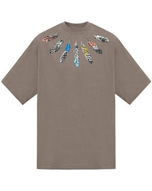 Marcelo Burlon Feathers Detail T-Shirt - Grey