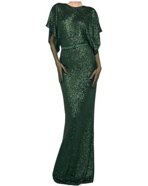 Norma Kamali Reverse Obie Sequin Maxi Dress - Green