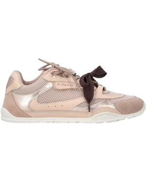 Pinko Logo Detailed Lace-Up Trainers - Pink