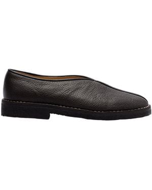 Lemaire Piped Leather Slip-On Shoes - Black