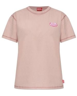 DIESEL T-Normy Topstitch Logo T-Shirt - Pink