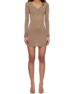 Skims Elastic Ribbed Knitted Dress - Natural