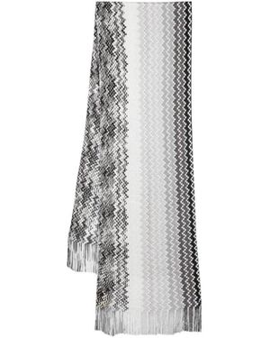 Missoni Zigzag Knitted Scarf - Gray