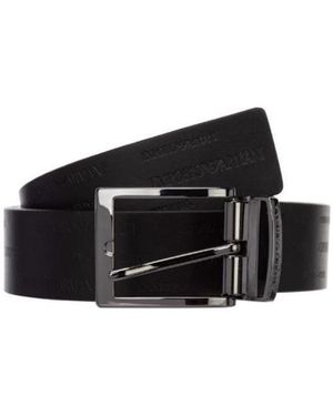 Emporio Armani Logo Embossed Reversible Belt - Multicolour