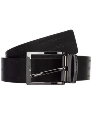 Emporio Armani Logo Embossed Reversible Belt - Multicolour