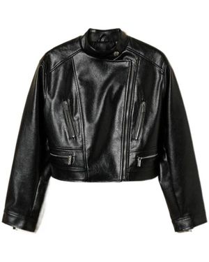 Twinset Faux-Leather Biker Jacket - Black