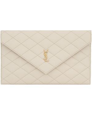 Saint Laurent Paris Flap Clutch - Natural