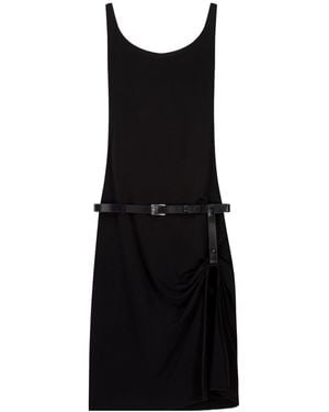 Coperni Sleeveless Scoop Neck Belted Knee Dress - Black