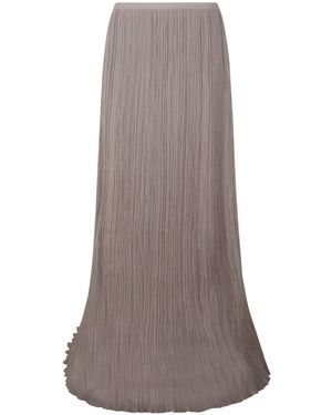 Alberta Ferretti Plissé Midi Skirt - Brown