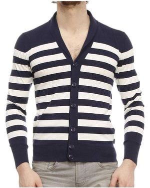 Armani Jeans Striped Knitted Cardigan - Blue