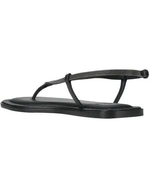 Brunello Cucinelli Leather Thong Sandals - Black