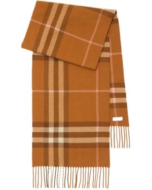 Burberry Checked Fringed-Edge Scarf - Brown