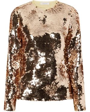 Rabanne Sequinpattern Longsleeve Top - Brown