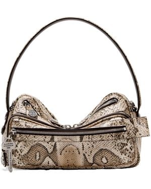 Acne Studios Camero Party Snake-Print Bag - Gray