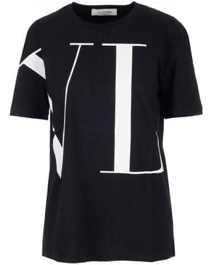 Valentino Vltn Logo Printed Crewneck T-Shirt - Black