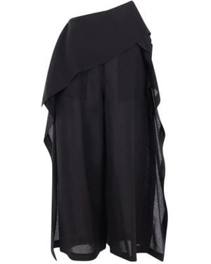 Issey Miyake All Squares Asymmetric Fold-Over Pants - Black