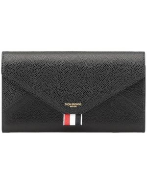 Thom Browne Logo Printed Envelope Continental Wallet - Gray