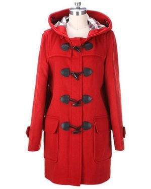 Burberry Hooded Long-Sleeved Coat - Red