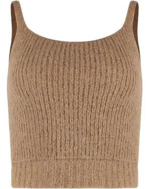 Peserico Ribbed Knit Top - Brown
