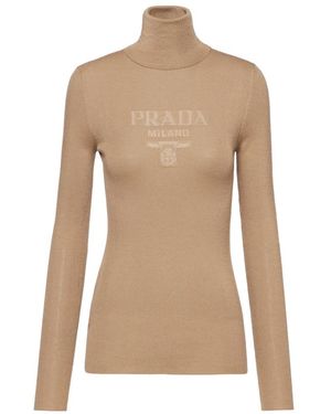 Prada Superfine Wool Turtleneck Jumper - Natural