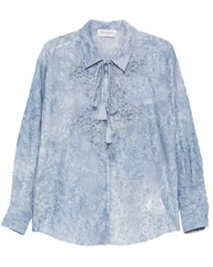ERMANNO FIRENZE Floral Embroidered Shirt - Blue