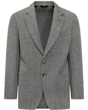 Tom Ford Grey Wool Jacket With Chevron Pattern