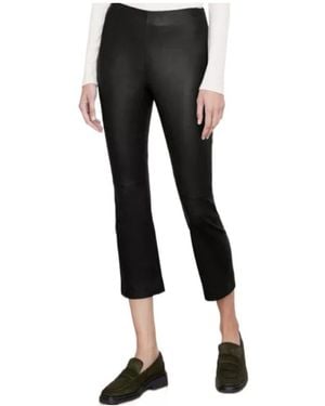Vince Stretch Leather Cropped Leggings - Black