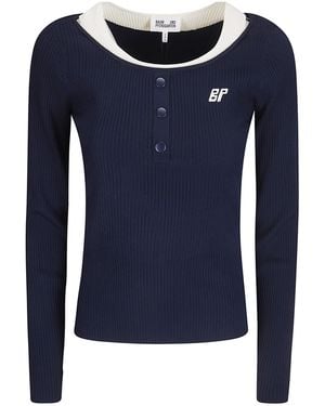 Baum und Pferdgarten Clary Contrast Collar Knitted Top - Blue