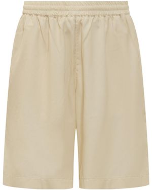 Bonsai Elasticated-Waistband Knee-Length Bermuda Shorts - Natural