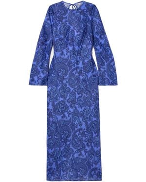 Zimmermann Paisley Print Backless Dress - Blue