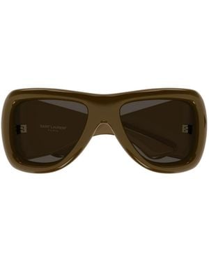 Saint Laurent Eyewear Pilot Frame Sunglasses - Brown