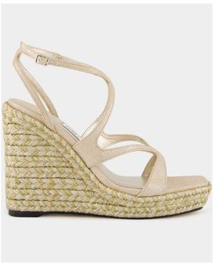 Jimmy Choo Square Toe Wedge Sandals - Natural