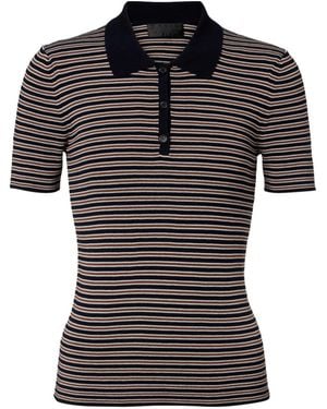 Nili Lotan Gemmatta Striped Cotton Polo Shirt - Black