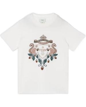 Fendi Jersey Junior T-Shirt With Print - White