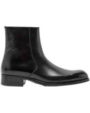 Tom Ford Leather Ankle Boots - Black